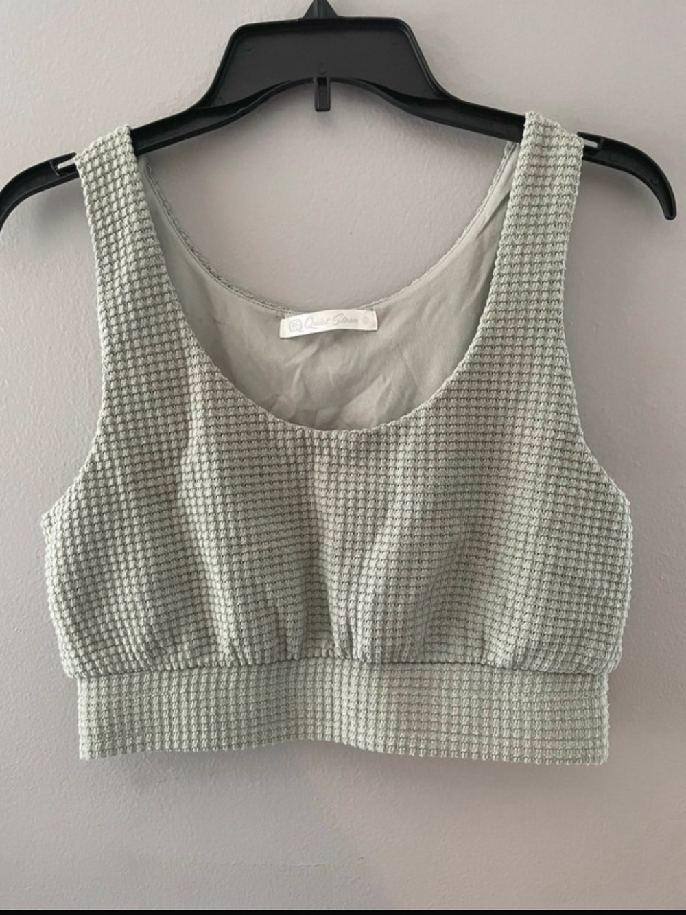 Light Sage Waffle Knit Crop Tank Top